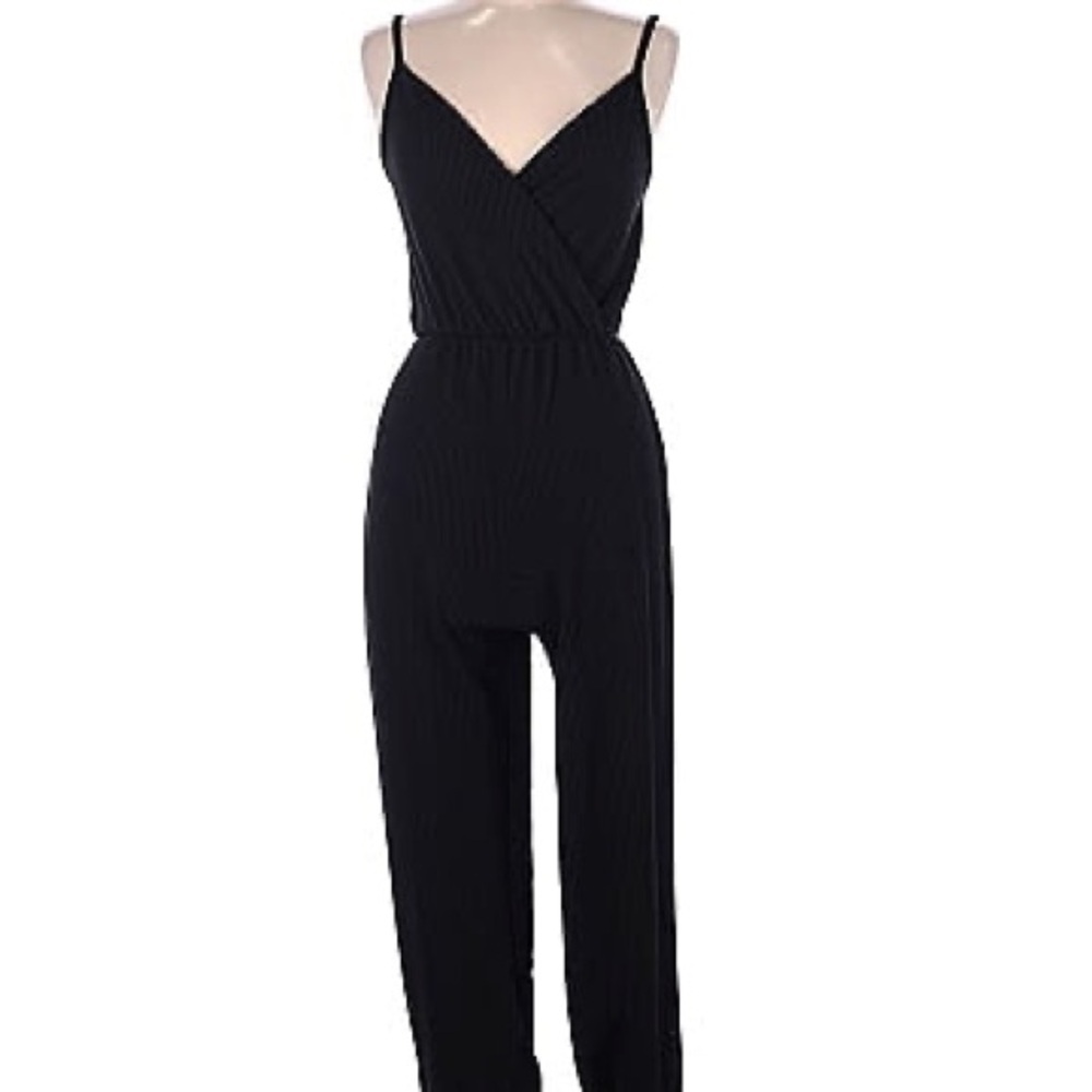 Rolla Coster Black Jumpsuit with Elegant V-Neck and Tapered Pants